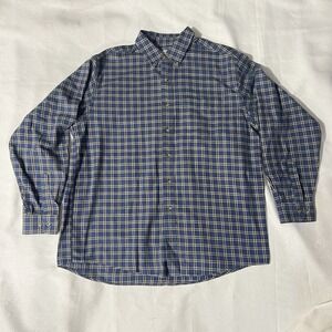 NWOT LL Bean Button Up Flannel Shirt Mens‎ Large Blue Cream Plaid
